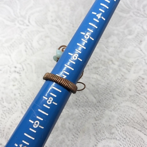 Artisan handmade copper wire stone statement ring rustic stone cluster brutalist - Picture 3 of 7